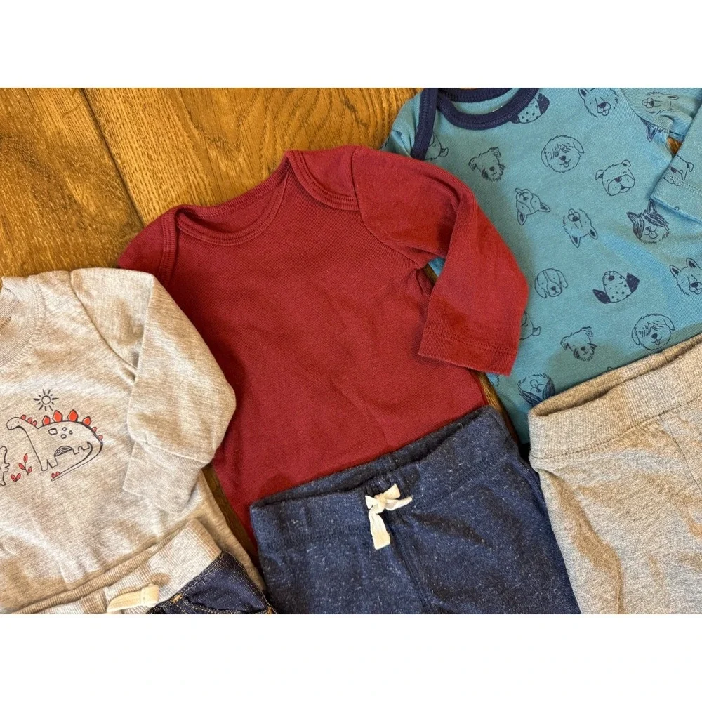 Baby Boy 3 Months Outfits Jeans Pants Long‎ Sleeved Bpdysuits Shirts Clothes Lot